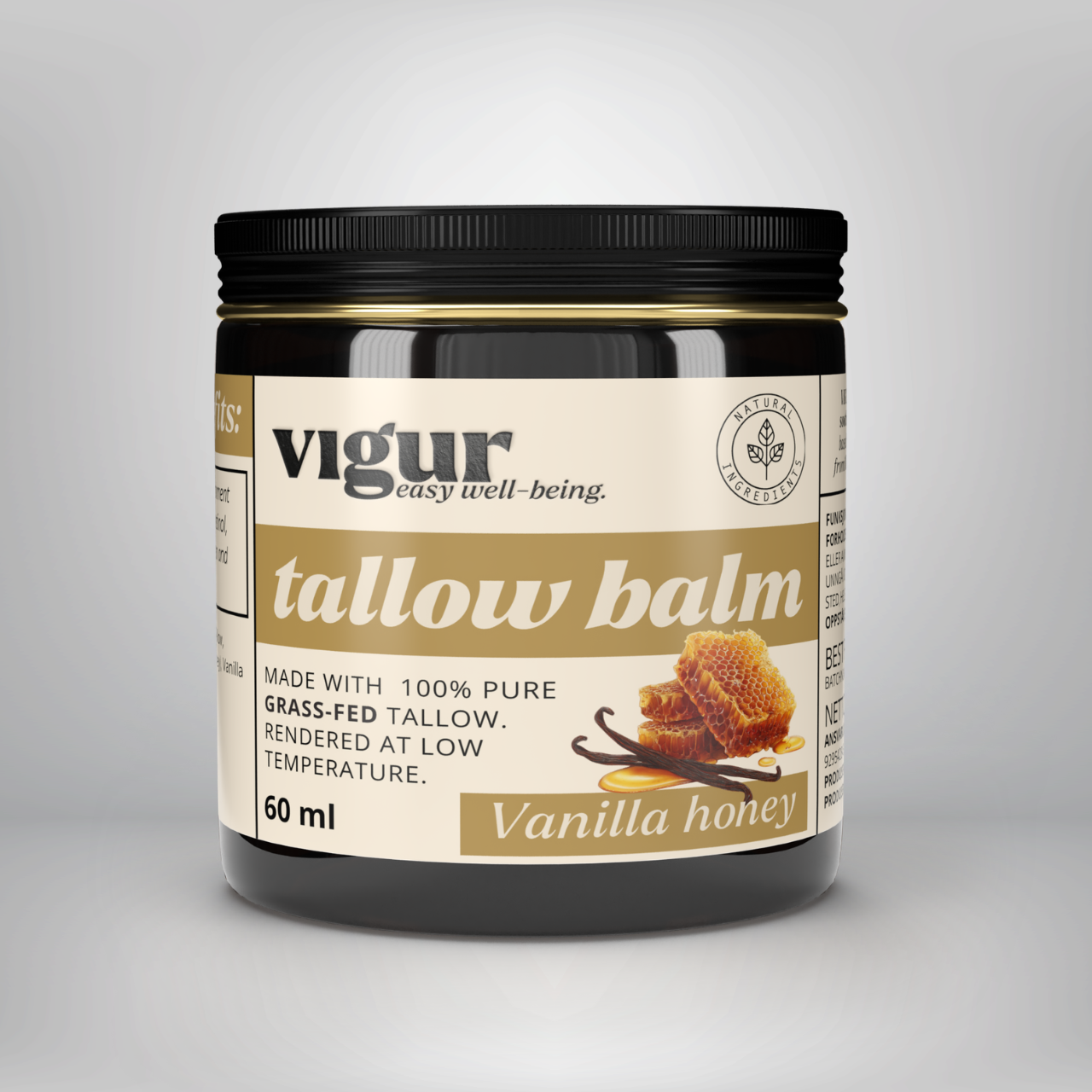 Talg Hudkrem 'VANILLA HONEY' 100% Gressfôret Talg