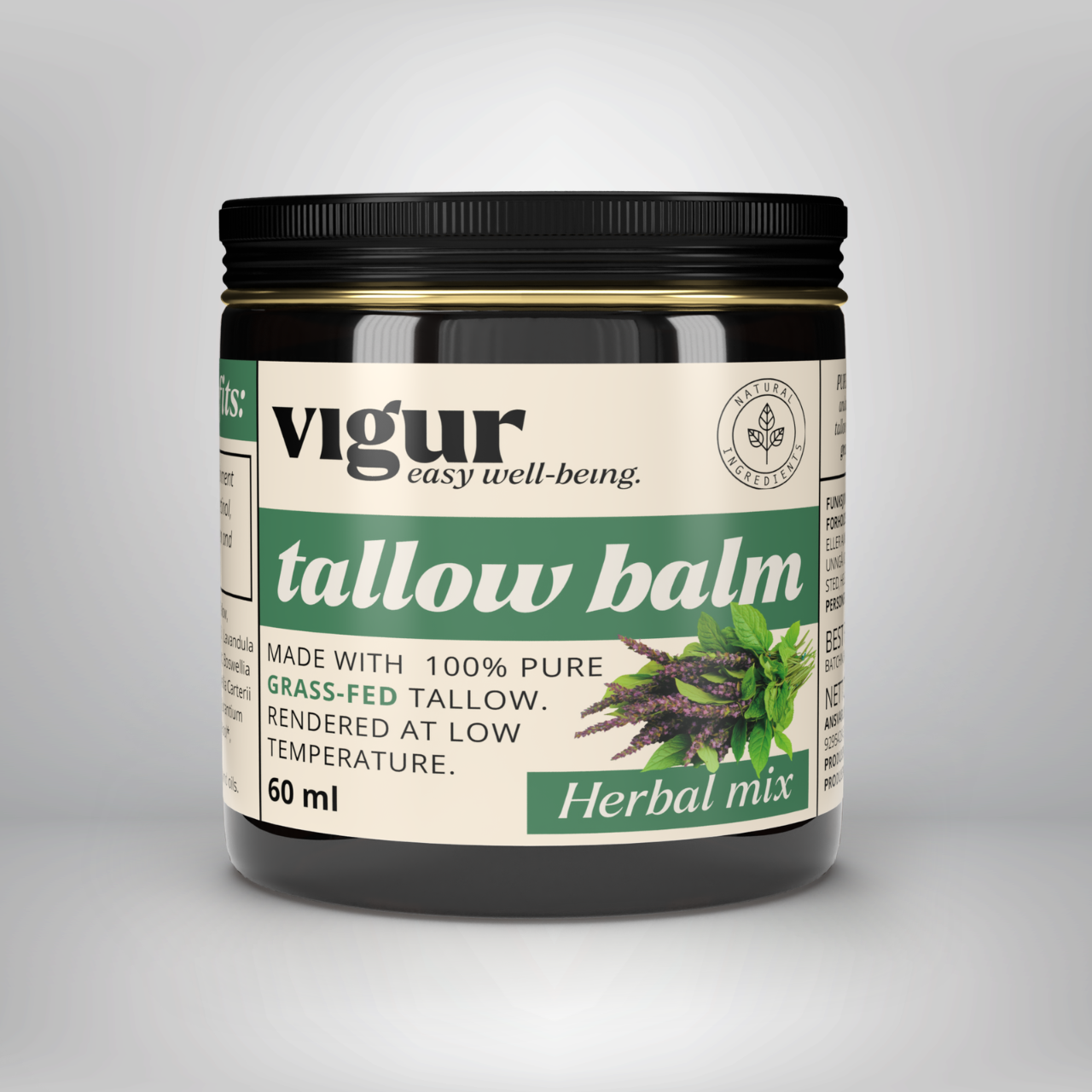 Talg Hudkrem 'HERBAL MIX' 100% Gressfôret Talg