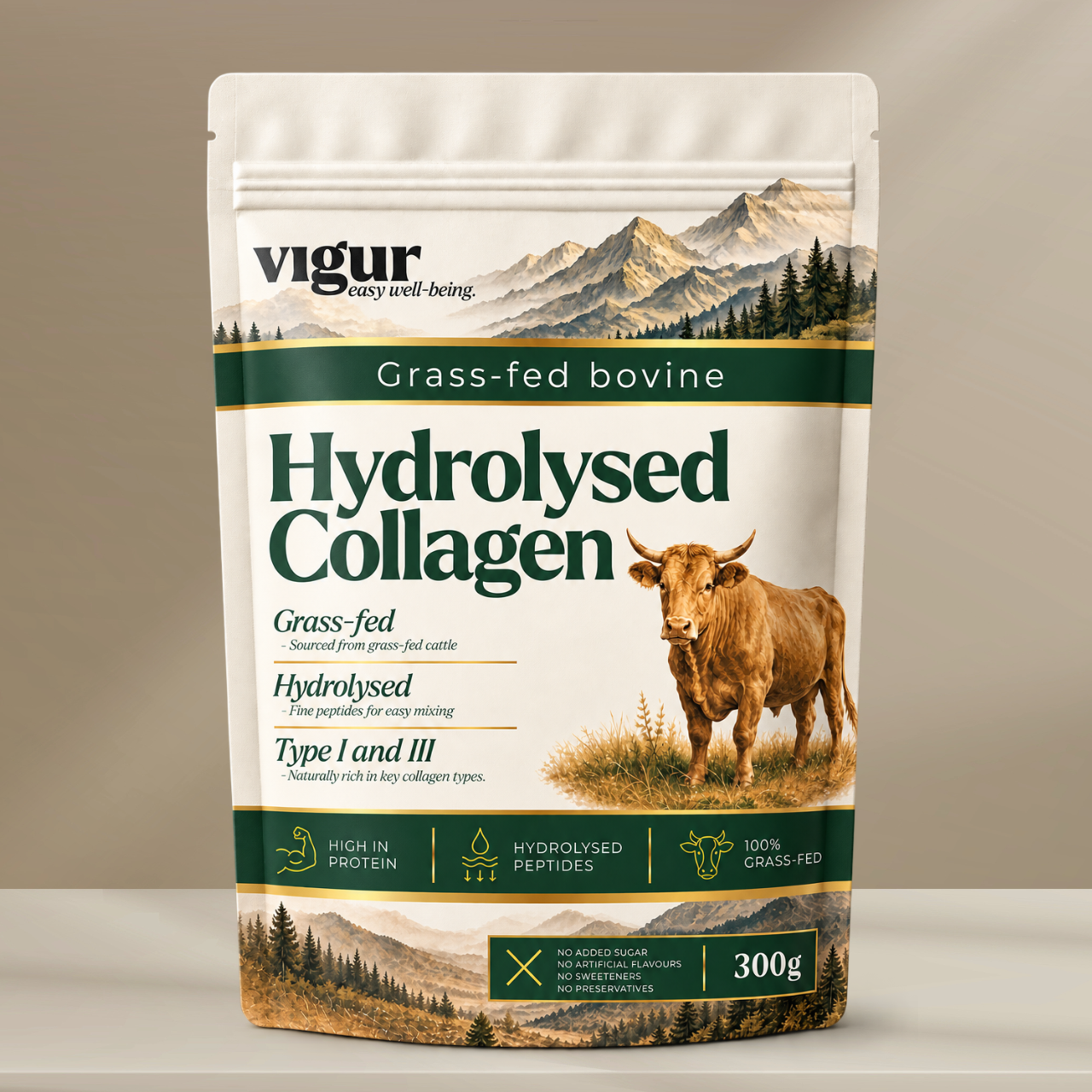 Kollagen protein av gressforet storfe