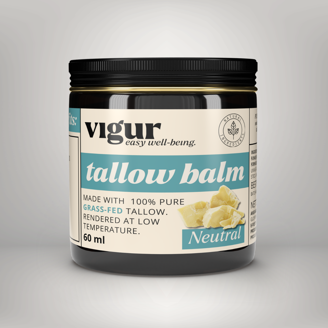 Talg Hudkrem 'NATURELL' 100% Gressfôret Talg