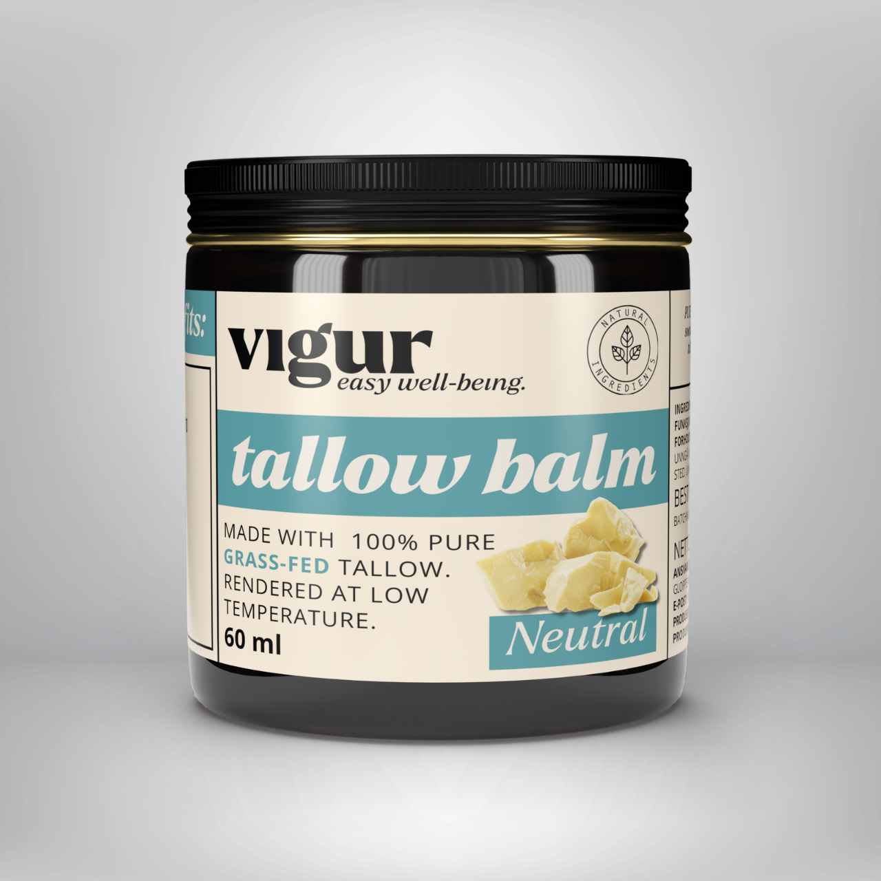 Talg Hudkrem 'NATURELL' 100% Gressfôret Talg