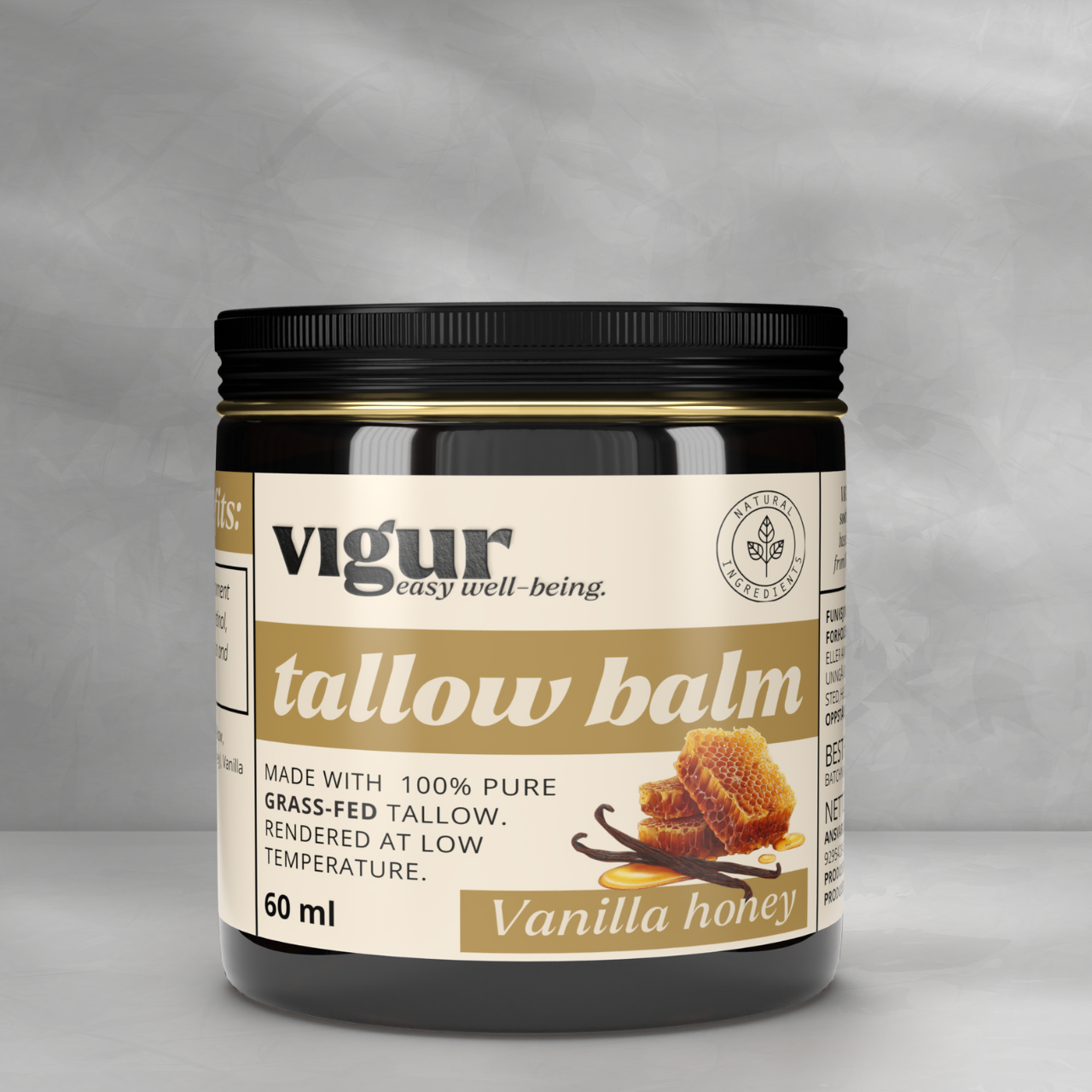 Talg Hudkrem 'VANILLA HONEY' 100% Gressfôret Talg